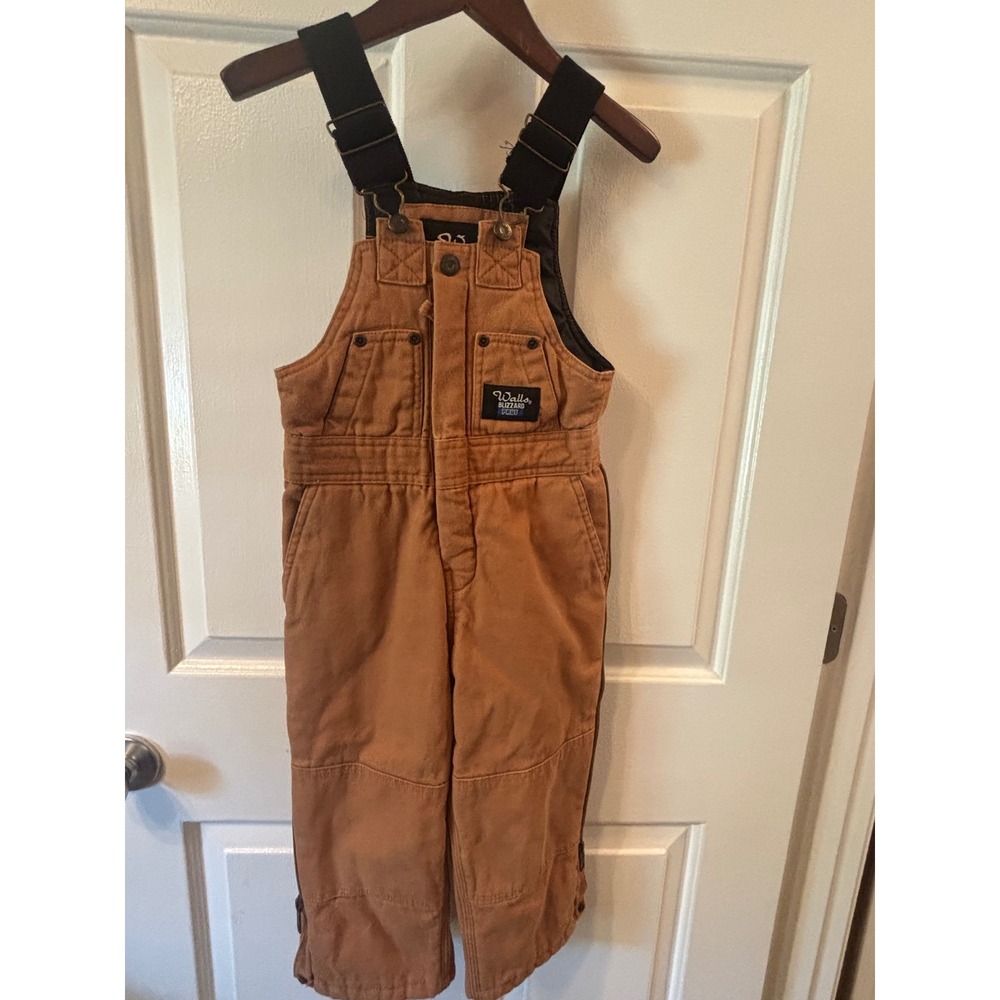 Walls Blizzard Pruf Kids Brown Insulated Duck Canvas Bib Overalls  Sm 4/5